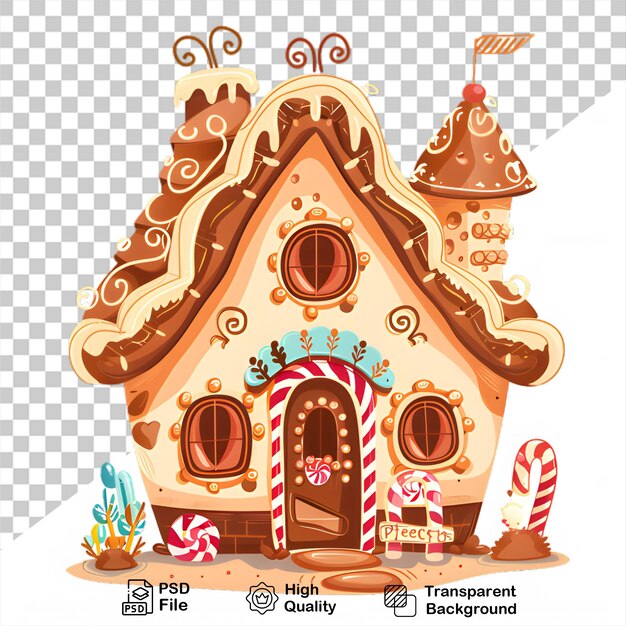 PSD a gingerbread house on transparent background