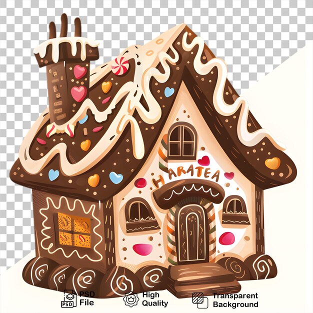 A gingerbread house on transparent background