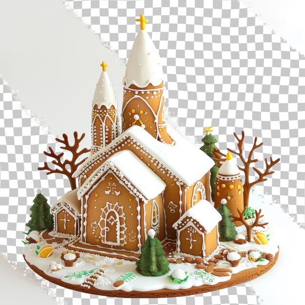 PSD a gingerbread house with snow on the roof