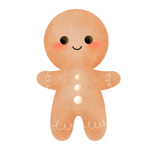 PSD gingerbread man kerstmis geïsoleerde hand tekening