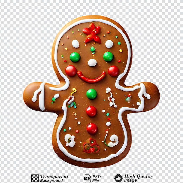 PSD gingerbread man kerstversiering geïsoleerd op doorzichtige achtergrond