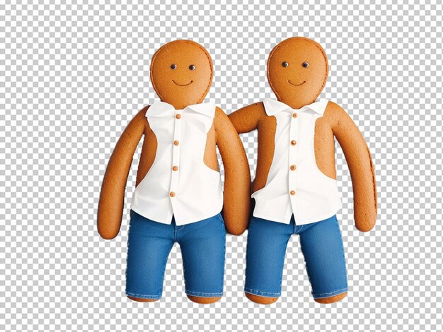 PSD gingerbread mannen vader en zoon in spijkerbroek en wit hemd