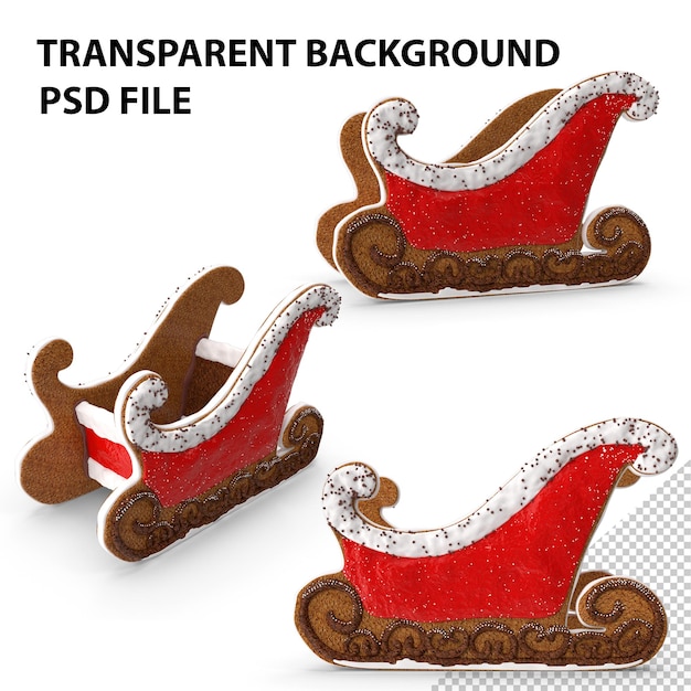 PSD gingerbread sleigh png