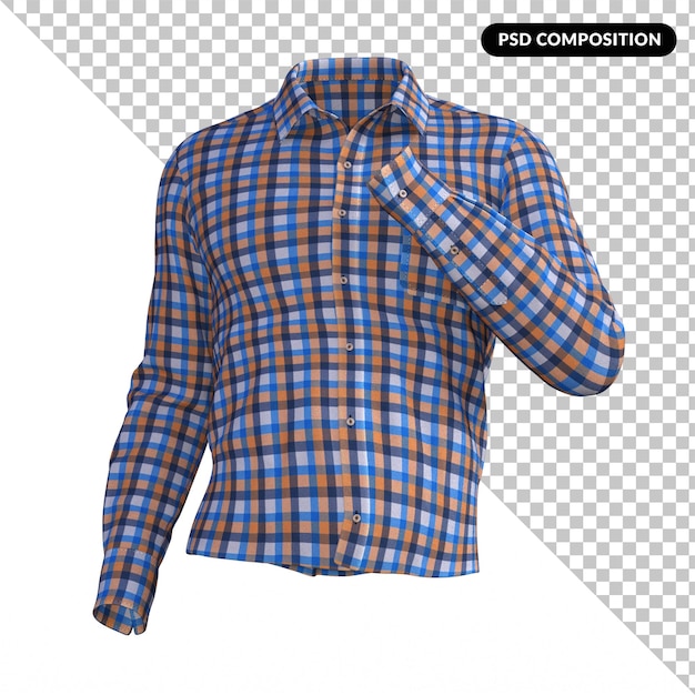 Gingham shirt geïsoleerd 3d