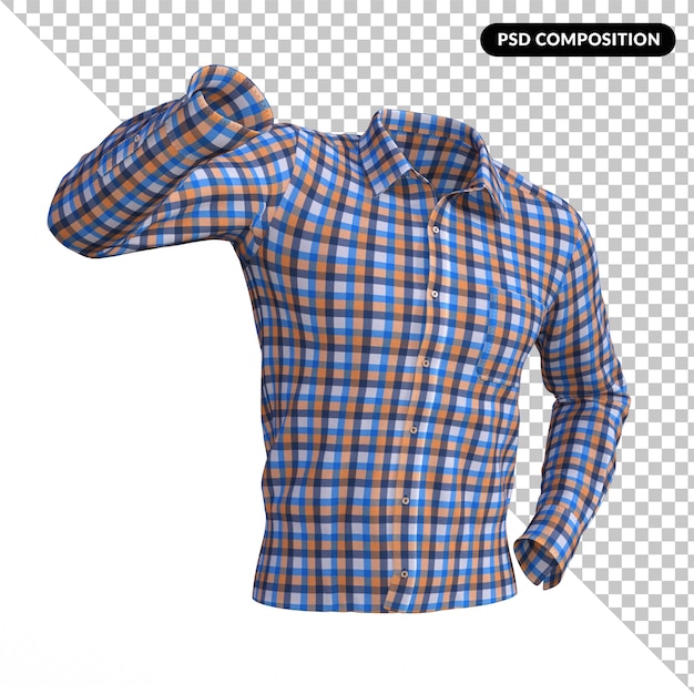 PSD gingham shirt isolated 3d