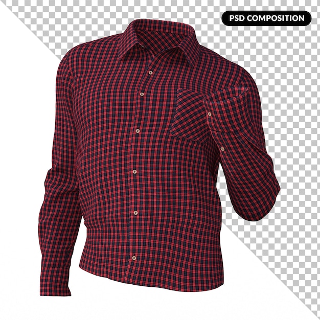 PSD gingham camicia isolata 3d