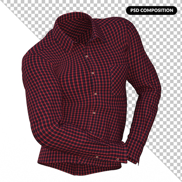 PSD gingham shirt isolated 3d