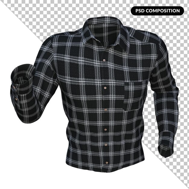 PSD gingham shirt isolated 3d