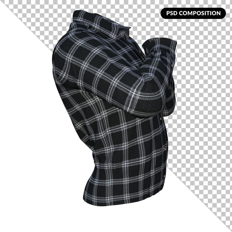 PSD гингемская рубашка изолирована 3d