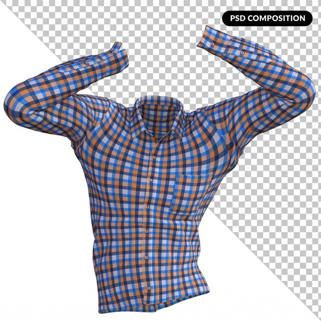 PSD gingham shirt isolated 3d