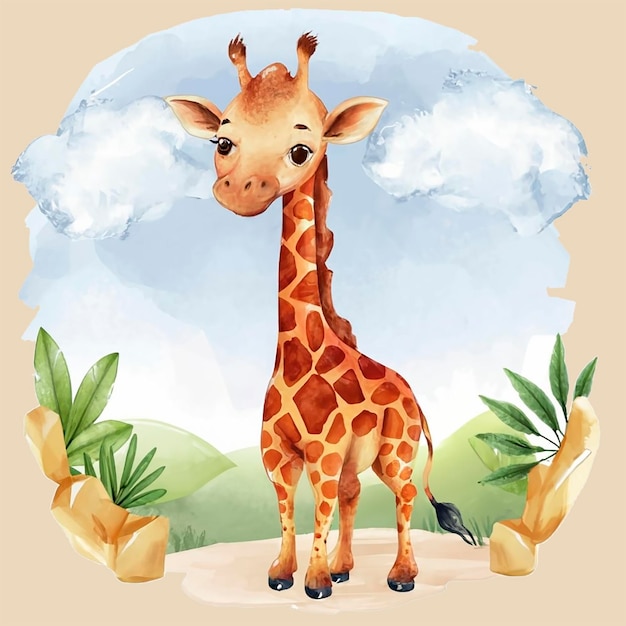 Giraffe children's safari psd