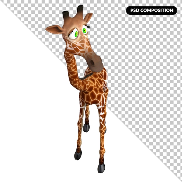 PSD giraffe dier geïsoleerd 3d-rendering