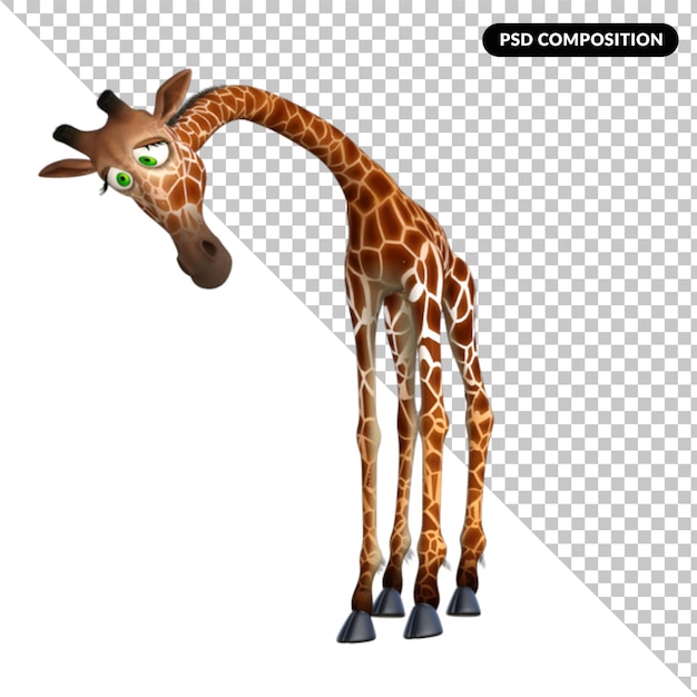 PSD giraffe dier geïsoleerd 3d-rendering