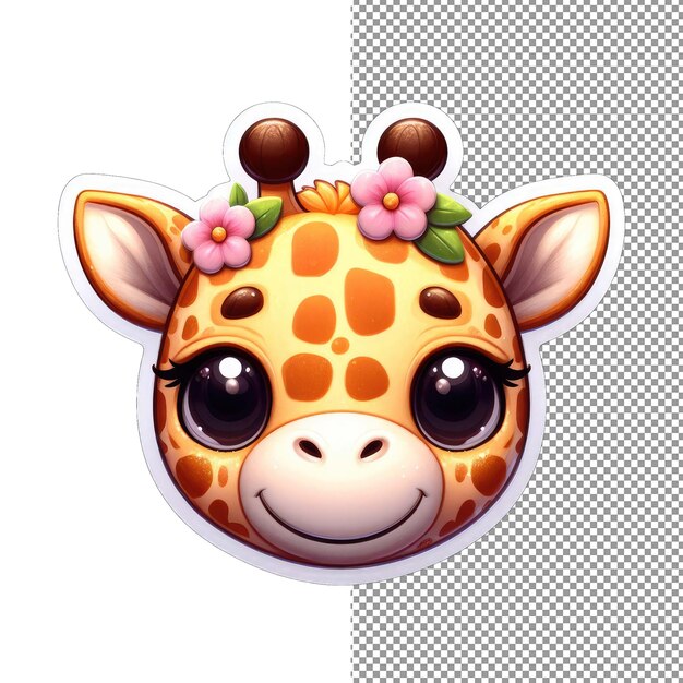 PSD giraffe in the garden towering among flowers sticker