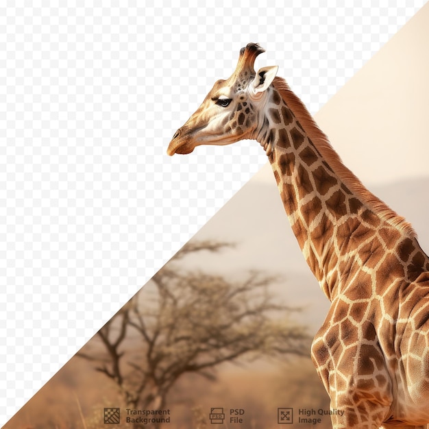 Жираф в профиль на заднем плане национальный парк пиланесберг, южная африка