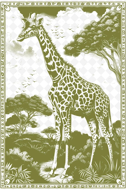 A giraffe is standing in a forest with trees and bushes