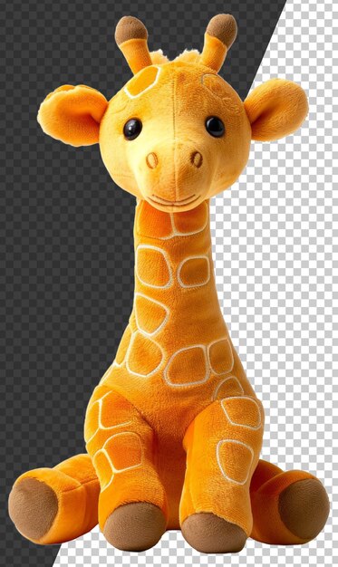 PSD giraffe pluche speelgoed met lange nek en gemodelleerde vacht op transparante achtergrond stock png