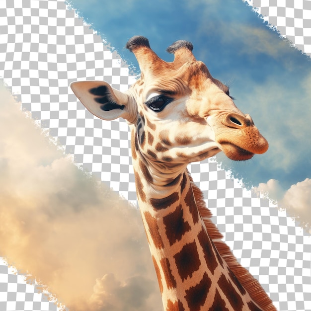 PSD sfondo trasparente del ritratto della giraffa
