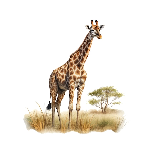 PSD giraffe standing in jungle icon image