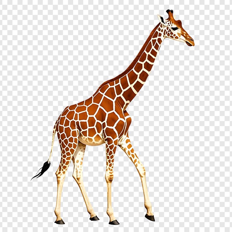 PSD giraffe walking isolated on transparent background