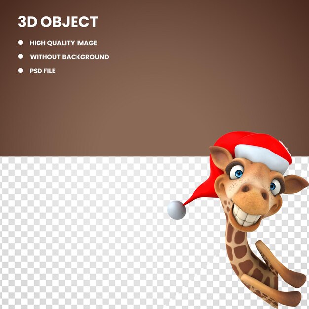 PSD giraffe with christmas hat