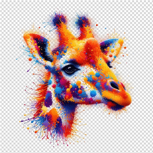 Una giraffa con uno sfondo colorato e le parole giraffa su di esso