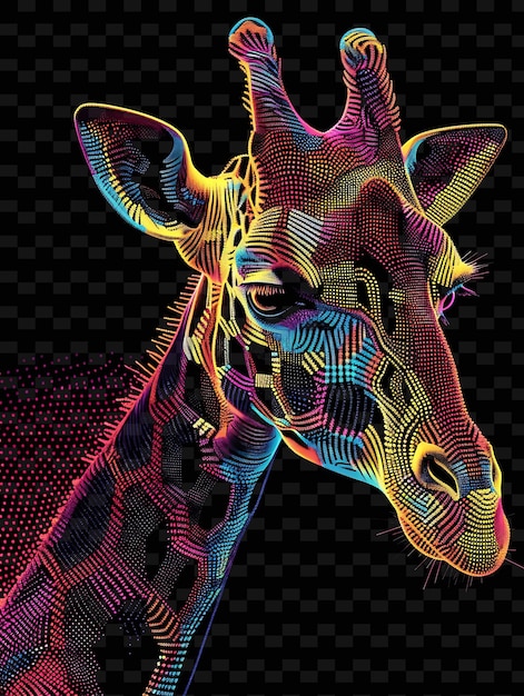PSD a giraffe with colorful lines and a colorful background