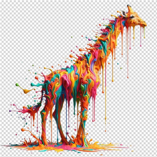 PSD una giraffa con un disegno colorato su di essa