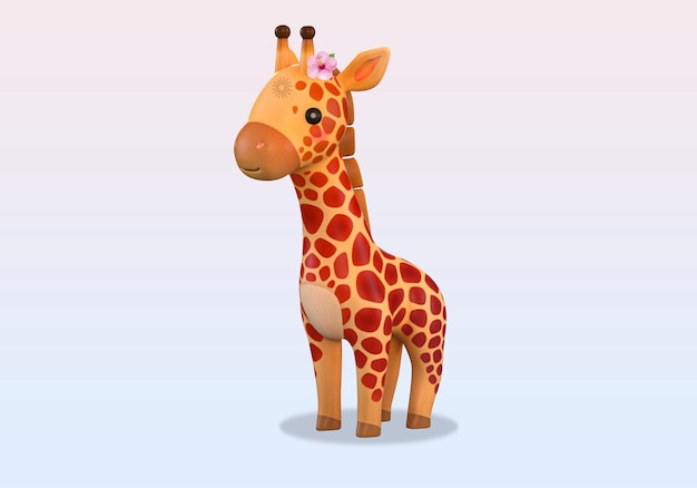 PSD a giraffe with a flower on its head