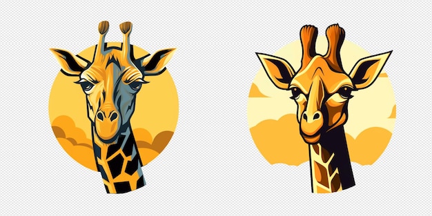 PSD a giraffe with a giraffe face and a yellow background