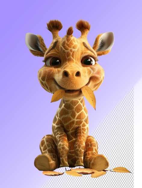 PSD a giraffe with a giraffe head and a purple background