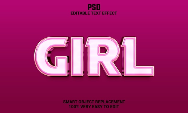 Girl 3d editable text effect with background Premium Psd