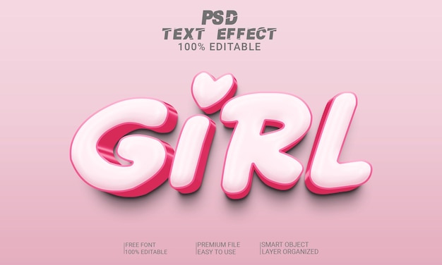 Girl 3d Efekt Tekstowy Plik Psd