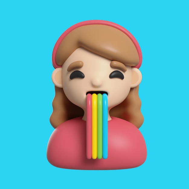 PSD girl avatar emoji 3d icon