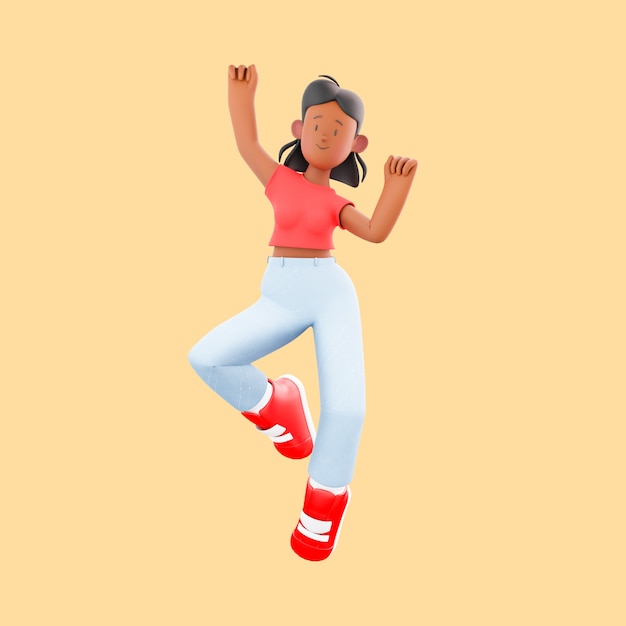 Girl character dancing in studio