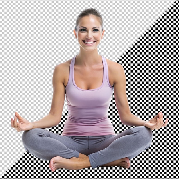 PSD girl doing yoga on transparent background