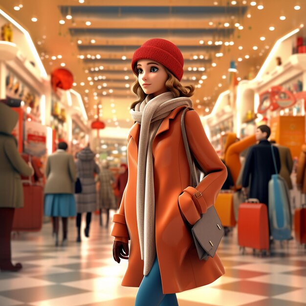 girl to go shopping wearing overcoat artificial intelligence generator