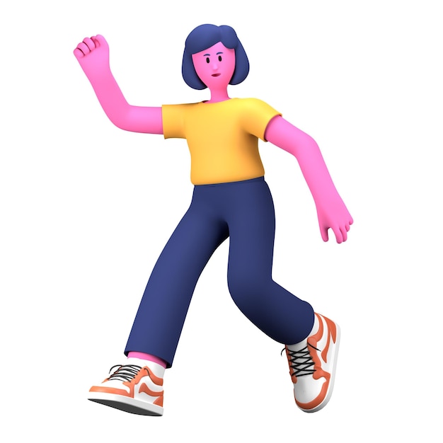 PSD girl jumping activity pose creative