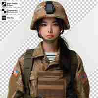 PSD a girl in a military uniform with the word quot u s quot on it