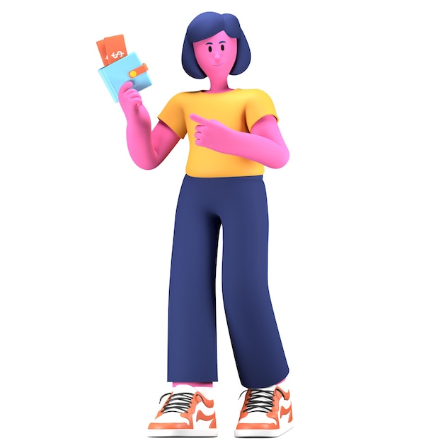 girl payment wallet activity pose creative