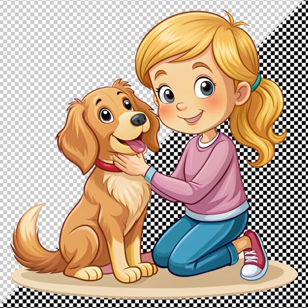 PSD girl play with cute dog vector