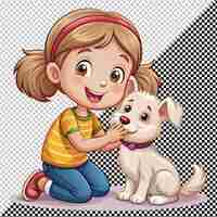PSD girl play with cute dog vector
