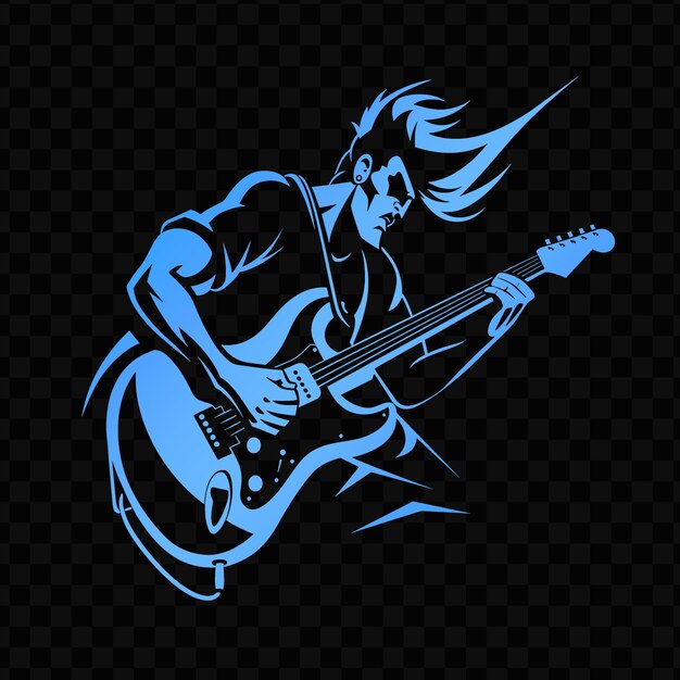 PSD a girl playing guitar with a blue background