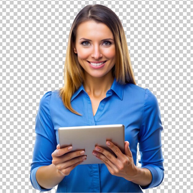 PSD girl playing with a tablet