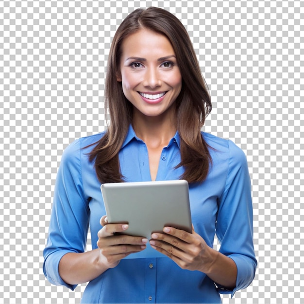 PSD girl playing with a tablet