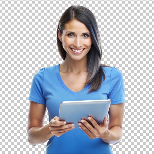 PSD girl playing with a tablet