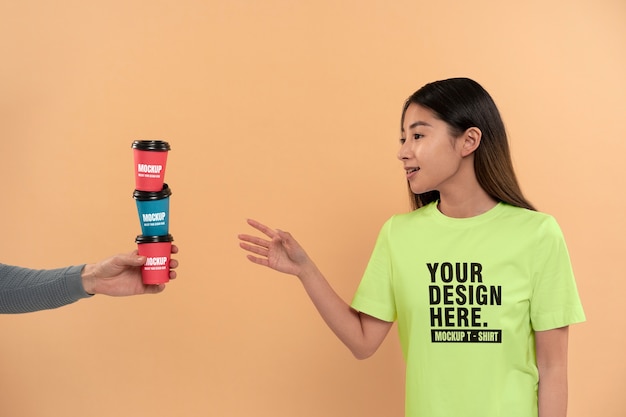 Girl portrait wearing shirt mockup