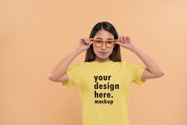 Girl portrait wearing shirt mockup