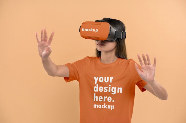 Girl portrait wearing shirt mockup