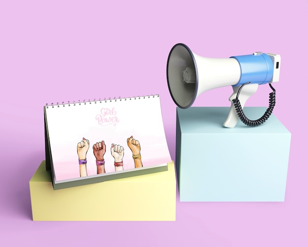 Girl power concept with megaphone